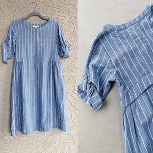 ORANGE CREEK Striped Cotton Button Shirtdress S/M